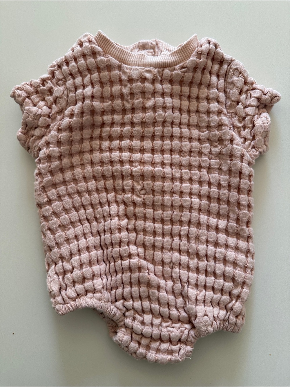 Quincy Mae Organic Soft Pink Textured One-Piece Romper